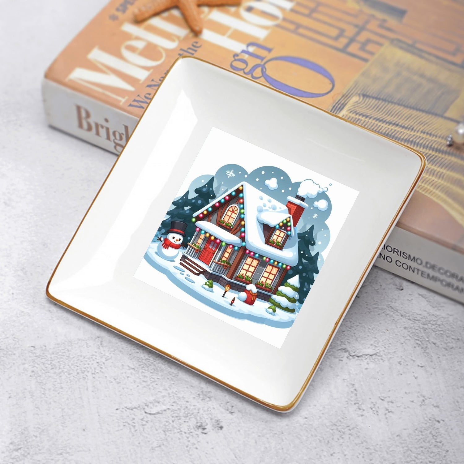 Custom Ceramic Square Dinner Plates Appetizer Plates 1 Pcs ,2 Pcs, 4 Pcs Christmas decoration