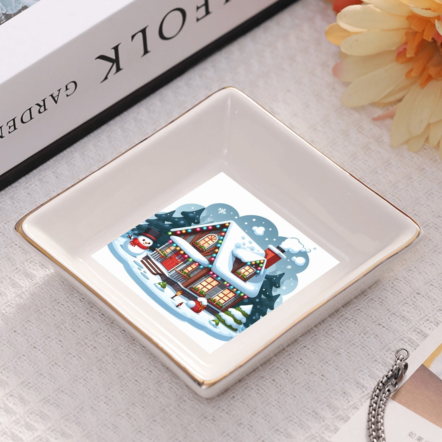 Custom Ceramic Square Dinner Plates Appetizer Plates 1 Pcs ,2 Pcs, 4 Pcs Christmas decoration