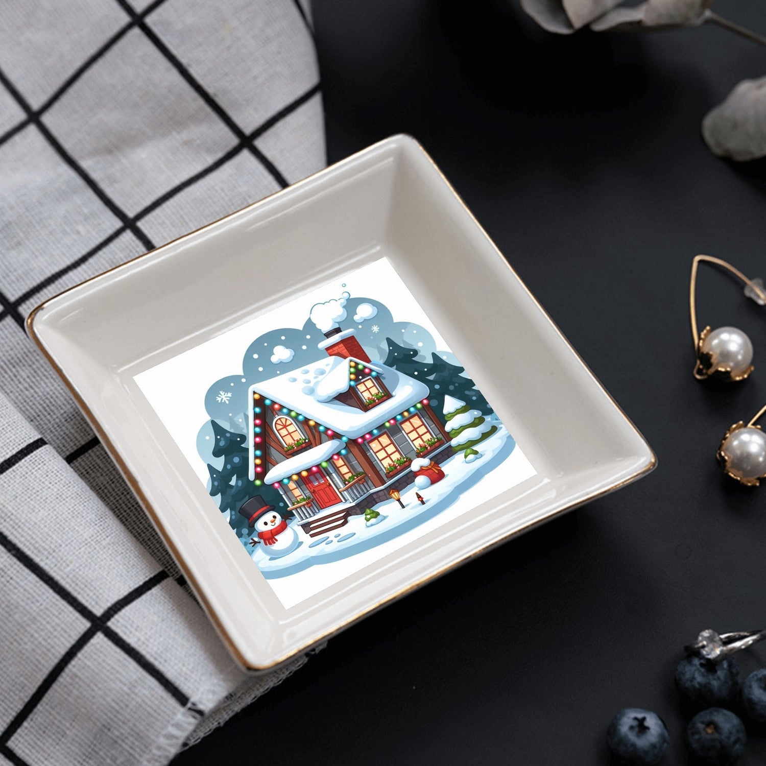 Custom Ceramic Square Dinner Plates Appetizer Plates 1 Pcs ,2 Pcs, 4 Pcs Christmas decoration