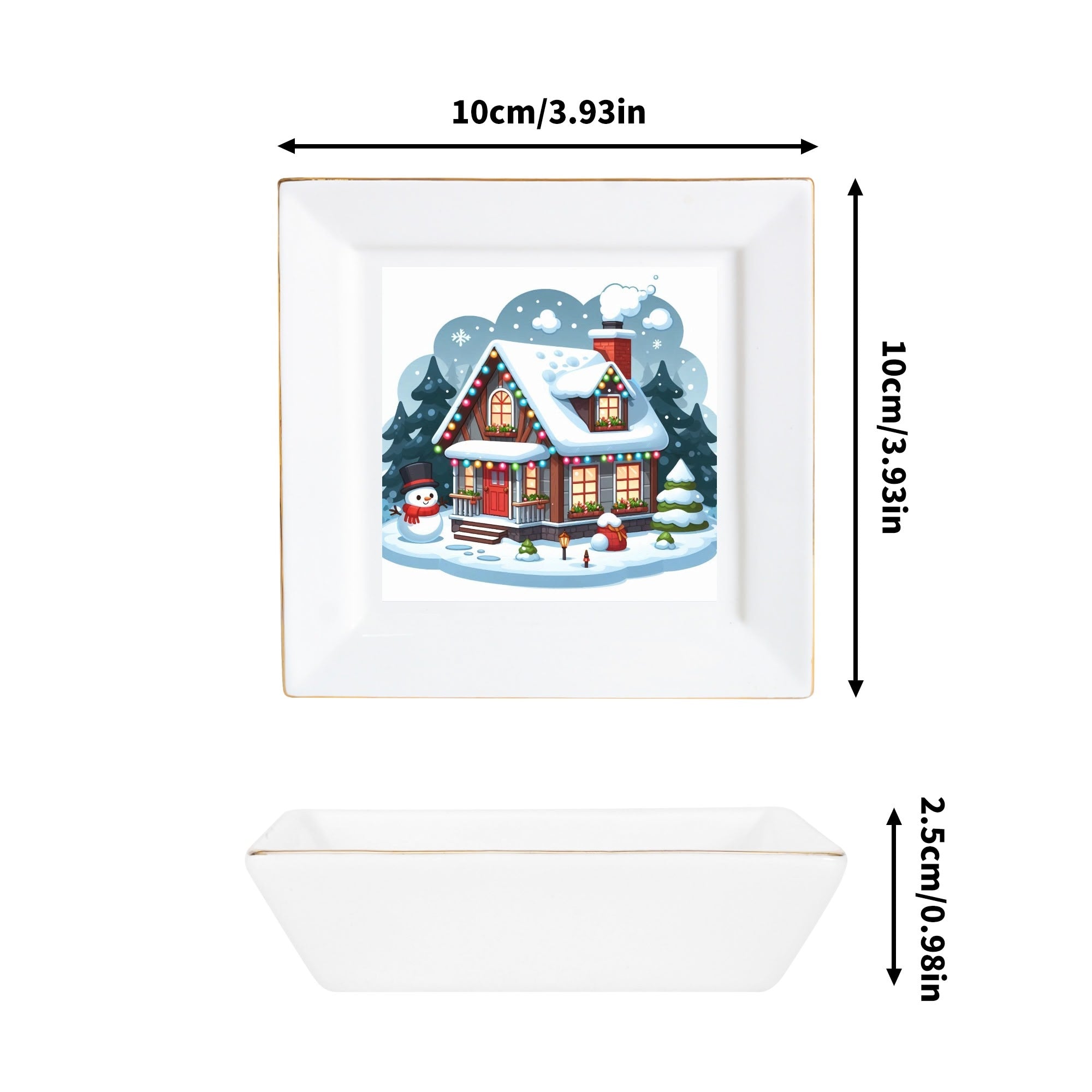 Custom Ceramic Square Dinner Plates Appetizer Plates 1 Pcs ,2 Pcs, 4 Pcs Christmas decoration