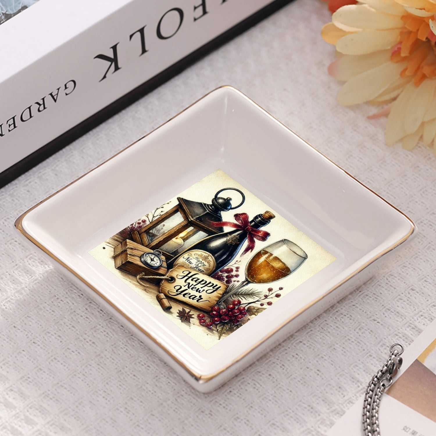 Custom Ceramic Square Dinner Plates Appetizer Plates 1 Pcs ,2 Pcs, 4 Pcs Christmas decoration