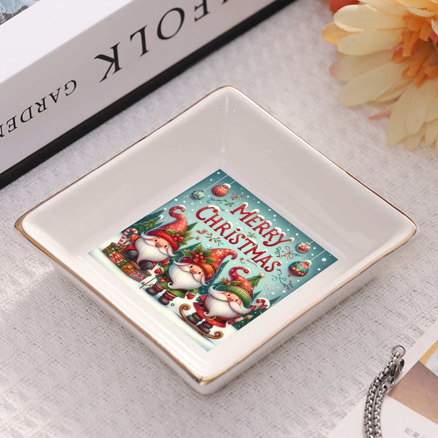 Custom Ceramic Square Dinner Plates Appetizer Plates 1 Pcs ,2 Pcs, 4 Pcs Christmas decoration