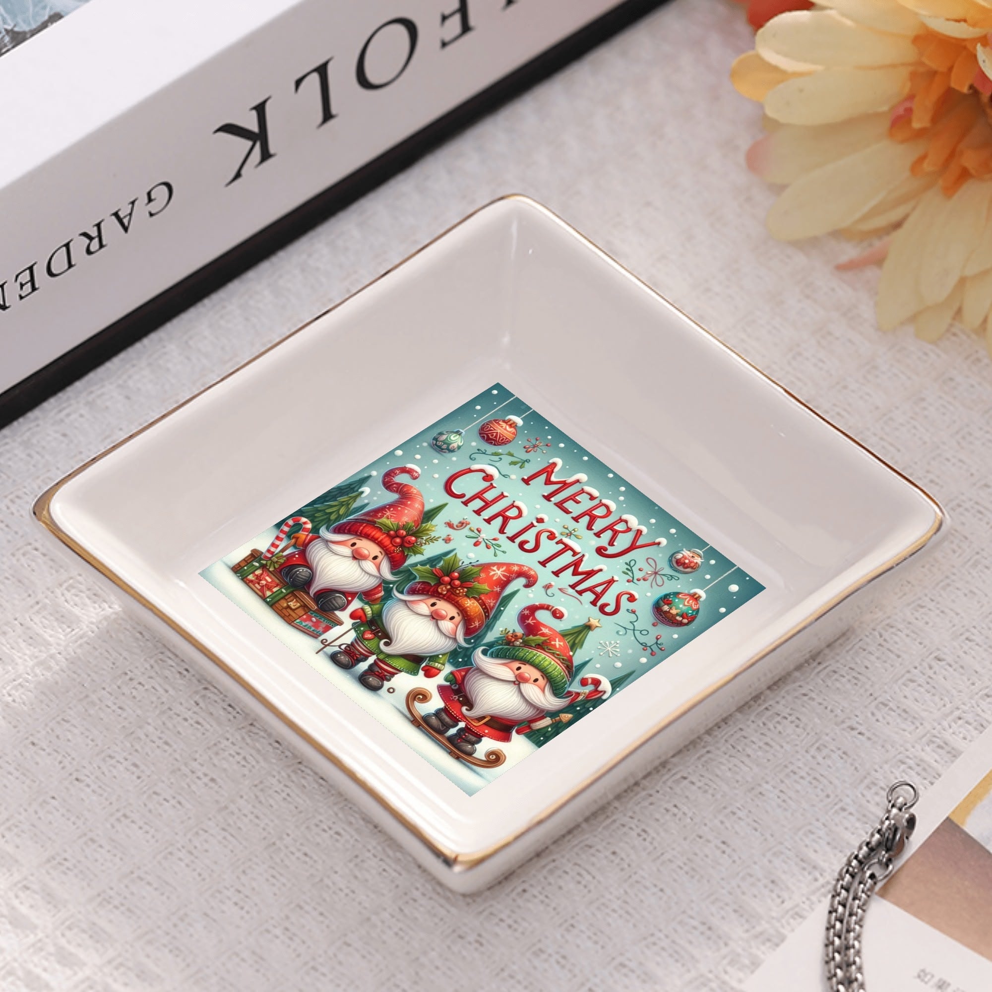 Custom Ceramic Square Dinner Plates Appetizer Plates 1 Pcs ,2 Pcs, 4 Pcs Christmas decoration