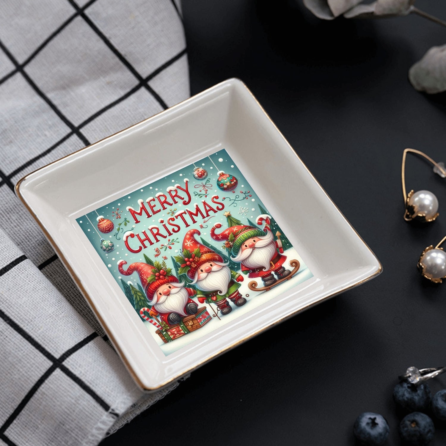 Custom Ceramic Square Dinner Plates Appetizer Plates 1 Pcs ,2 Pcs, 4 Pcs Christmas decoration