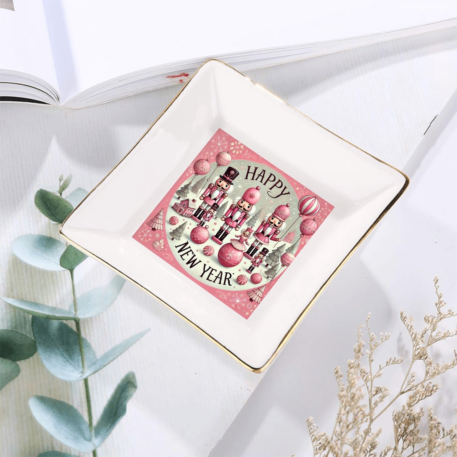 Custom Ceramic Square Dinner Plates Appetizer Plates 1 Pcs ,2 Pcs, 4 Pcs Christmas decoration