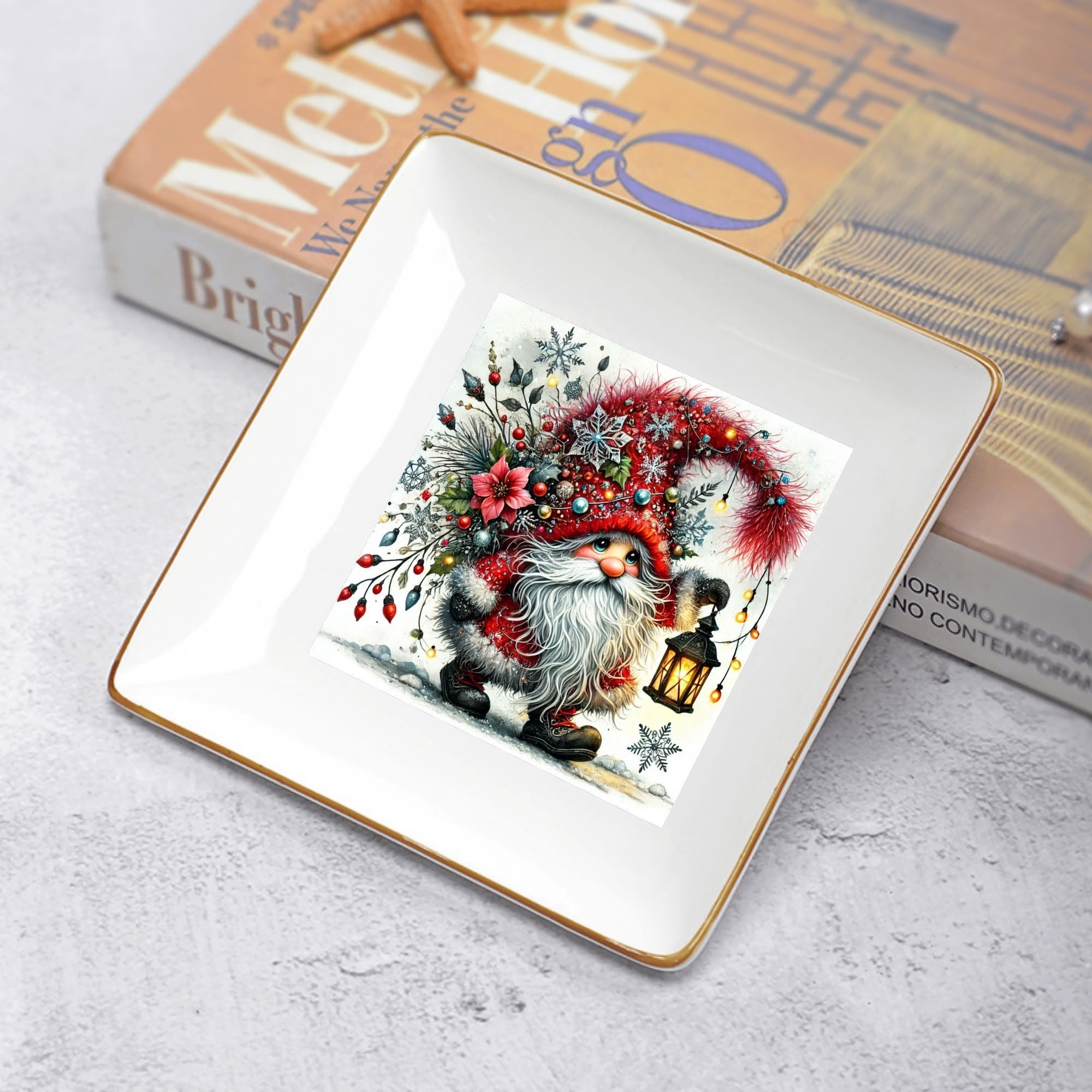 Custom Ceramic Square Dinner Plates Appetizer Plates 1 Pcs ,2 Pcs, 4 Pcs Christmas decoration