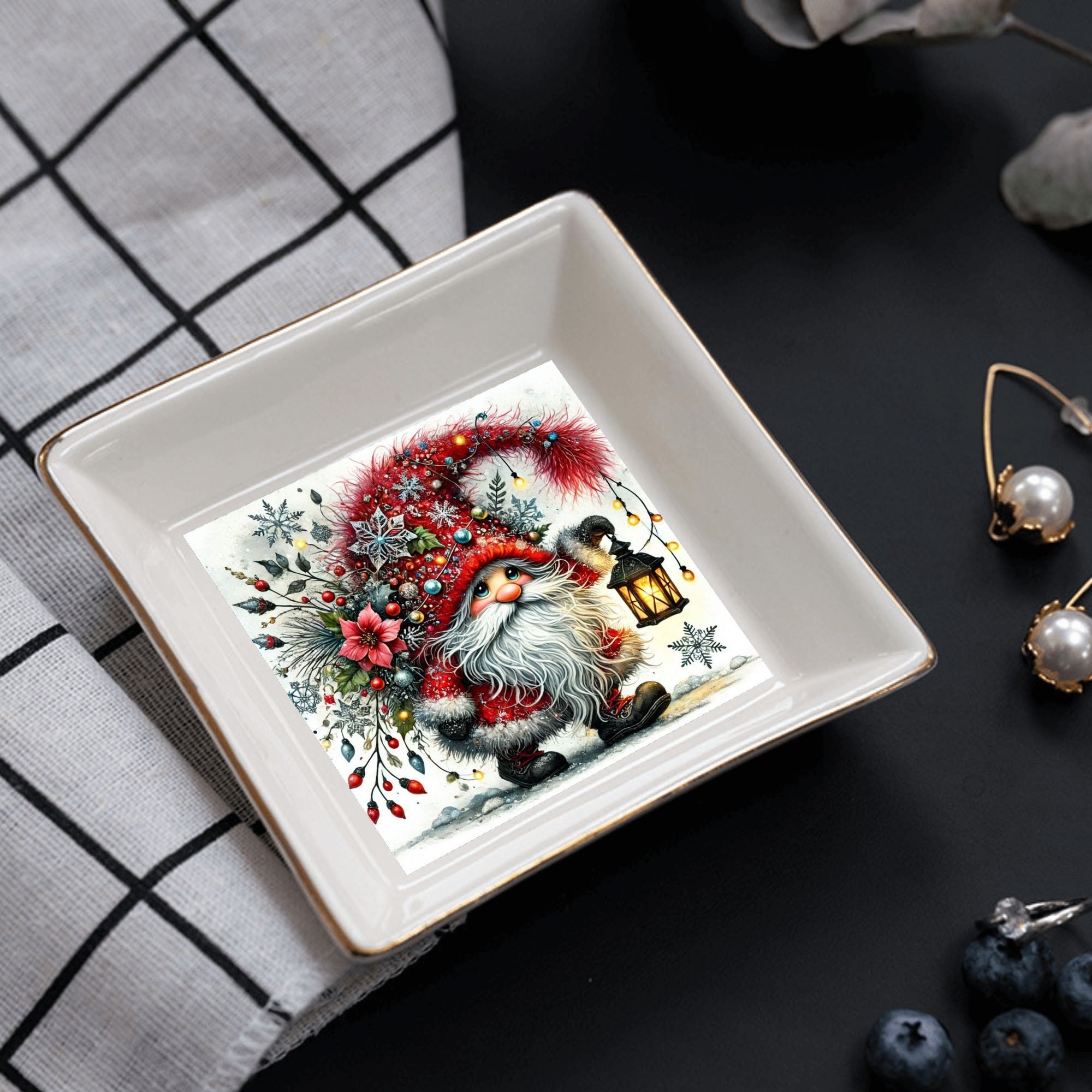 Custom Ceramic Square Dinner Plates Appetizer Plates 1 Pcs ,2 Pcs, 4 Pcs Christmas decoration