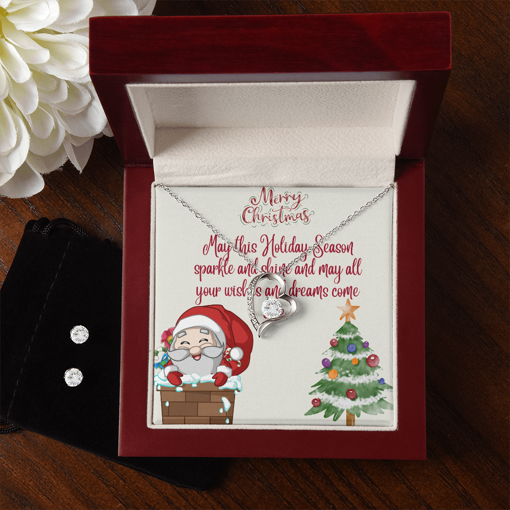 Forever Love Necklace & Earring Set Merry Christmas