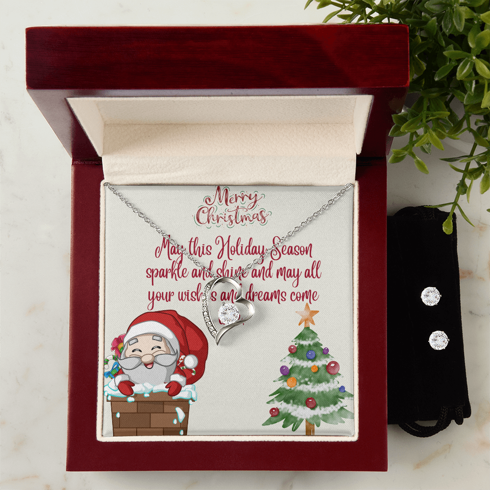Forever Love Necklace & Earring Set Merry Christmas
