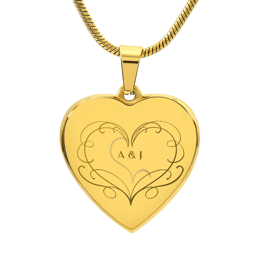 Engraved Heart Necklace Couple