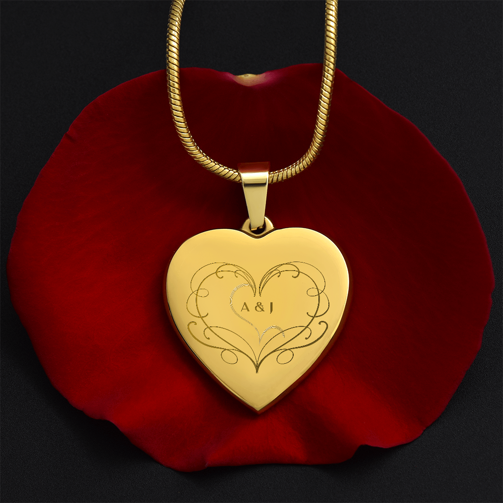 Engraved Heart Necklace Couple