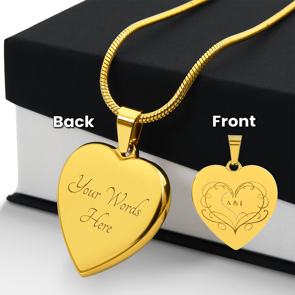 Engraved Heart Necklace Couple