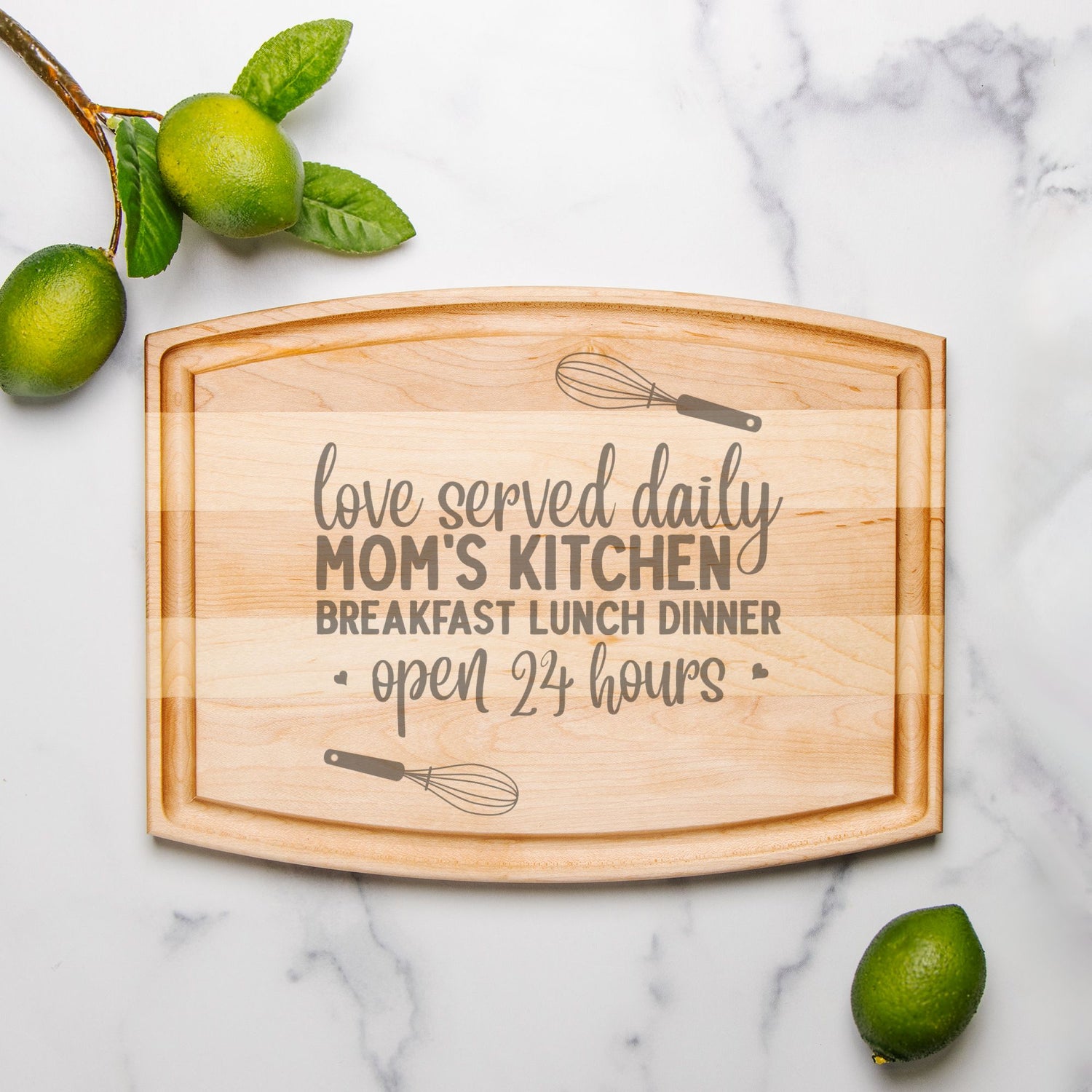 Arched Wood Cutting Board with Groove - 12" x 9"