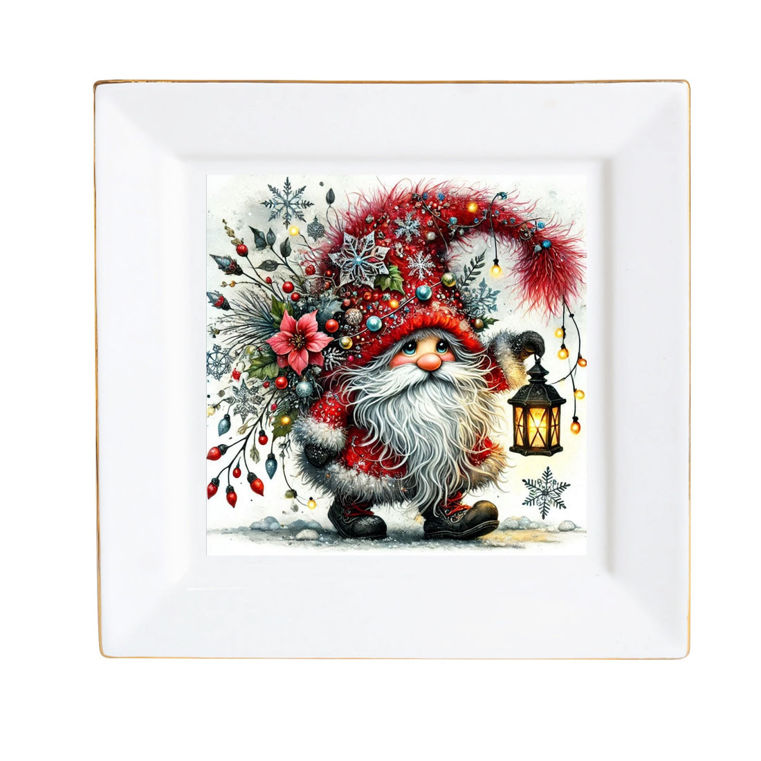 Custom Ceramic Square Dinner Plates Appetizer Plates 1 Pcs ,2 Pcs, 4 Pcs Christmas decoration