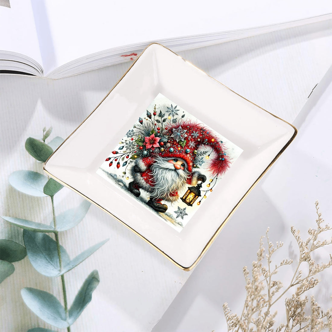 Custom Ceramic Square Dinner Plates Appetizer Plates 1 Pcs ,2 Pcs, 4 Pcs Christmas decoration