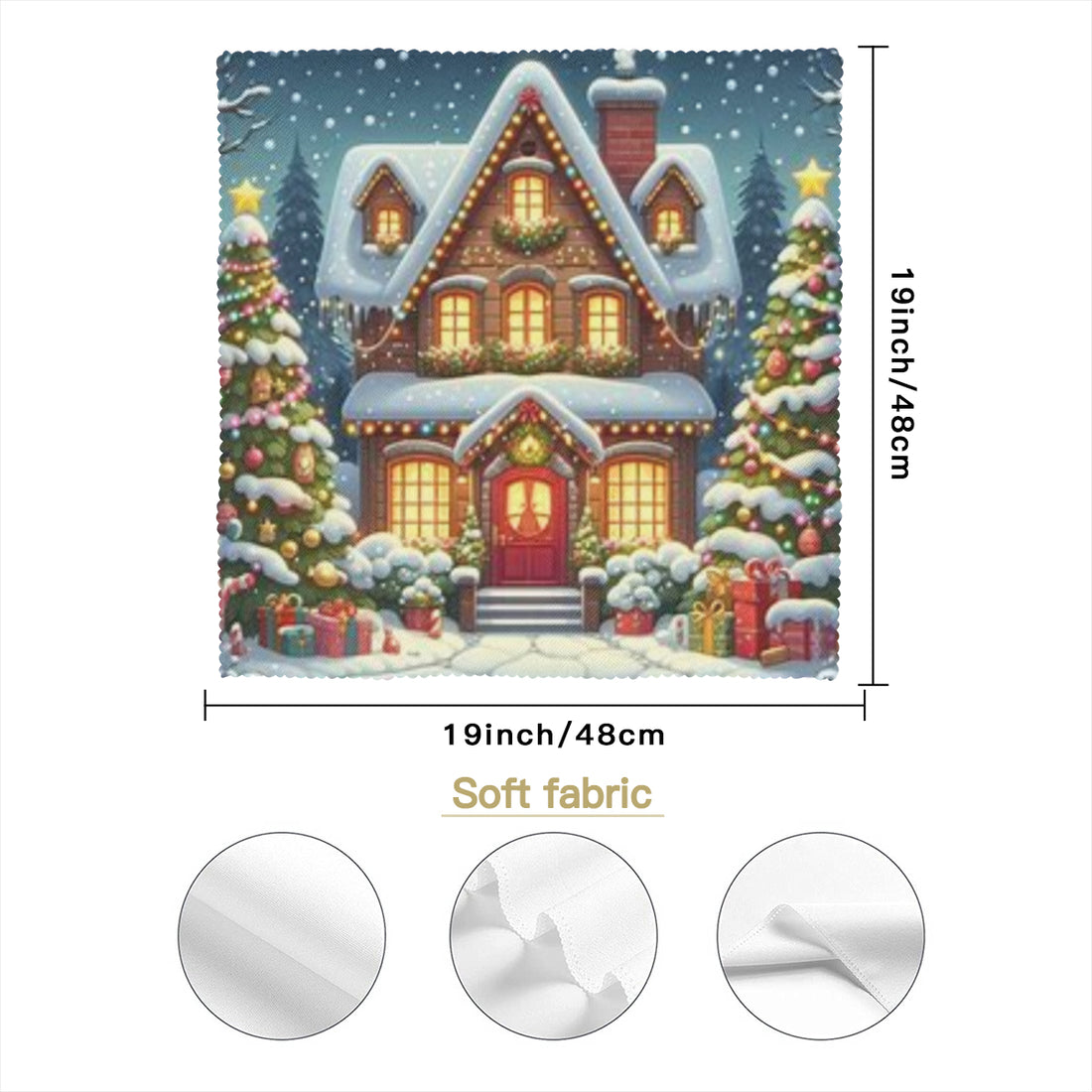 Christmas House Napkin Fabric| Polyester