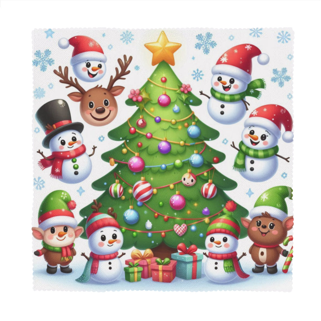 Napkin Fabric| Polyester - Designer (7) - White / 6PCS - ChristmasLoving.Shop