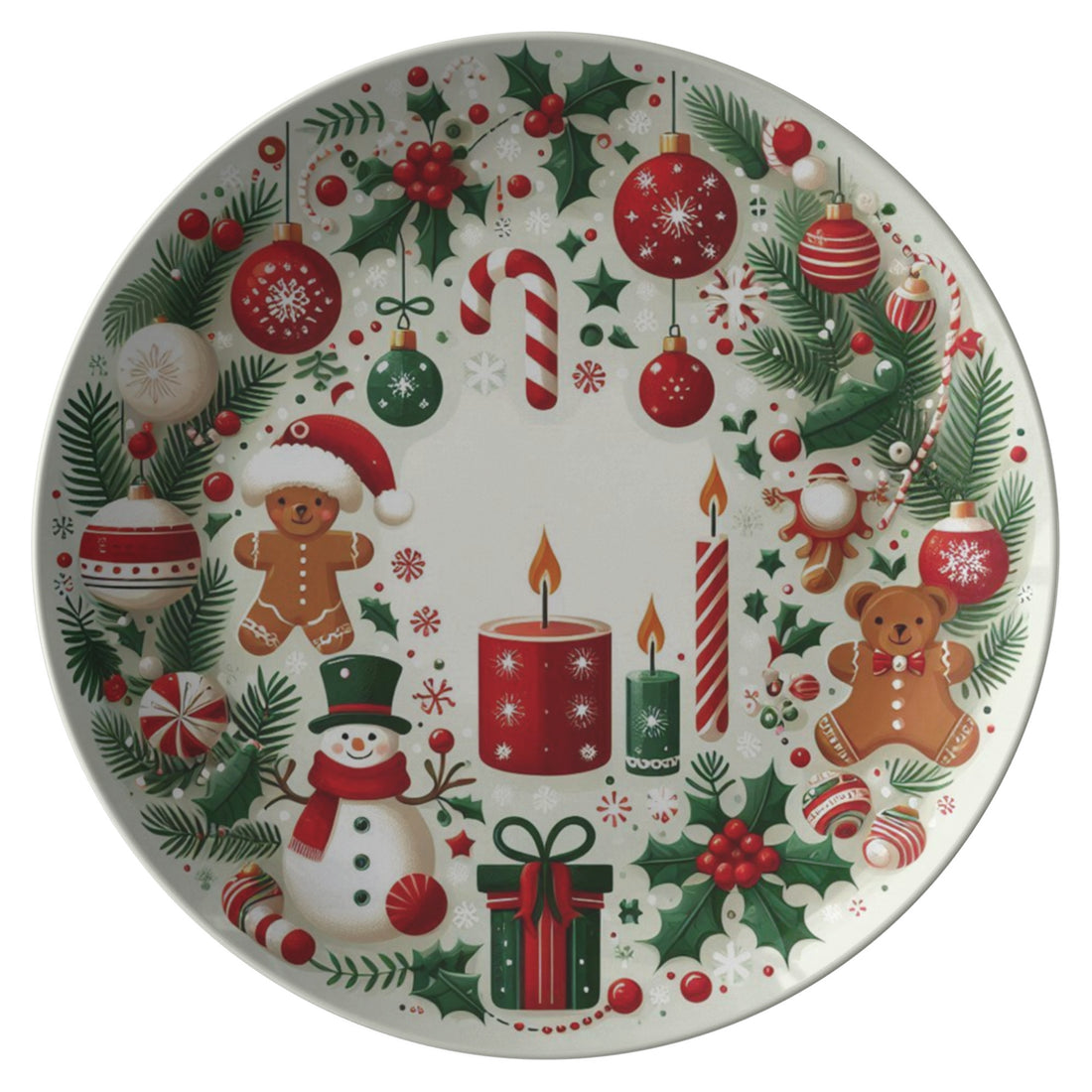 Christmas PlatePRODUCT INFORMATION10" dinner plate manufactured from revolutionaryΒ polymer that is:
Microwave Safe
Oven Safe (250Β° up to 1 hour)
Dishwasher Safe
CPSC-Certified
FDAChristmasLoving.Shop