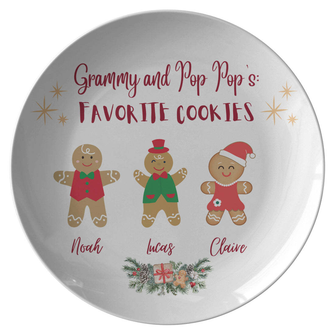 Christmas Plate Granny and Pop Pop personalized