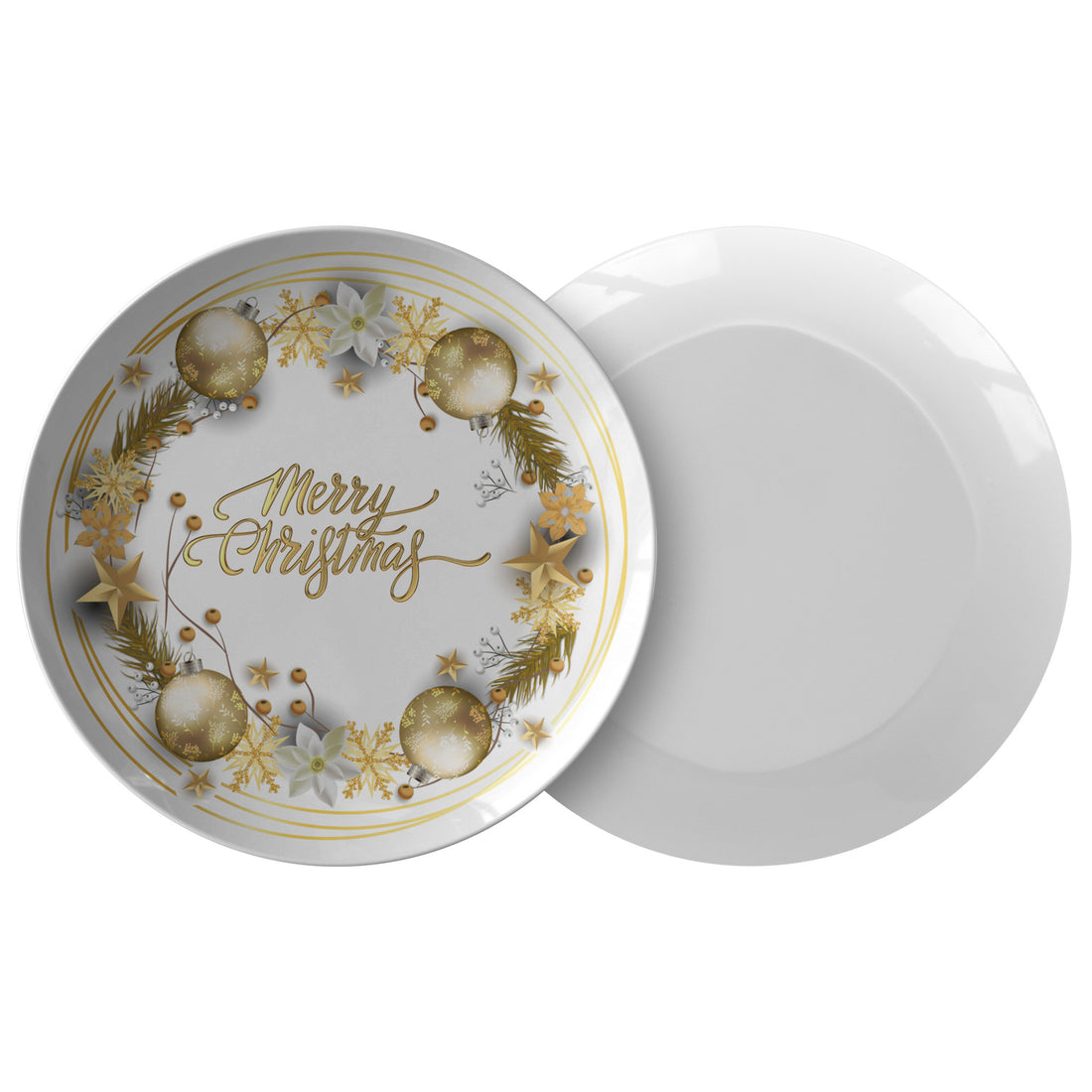 Christmas Plate Merry ChristmasPRODUCT INFORMATION10" dinner plate manufactured from revolutionaryΒ polymer that is:
Microwave Safe
Oven Safe (250Β° up to 1 hour)
Dishwasher Safe
CPSC-Certified
FDAChristmasLoving.Shop
