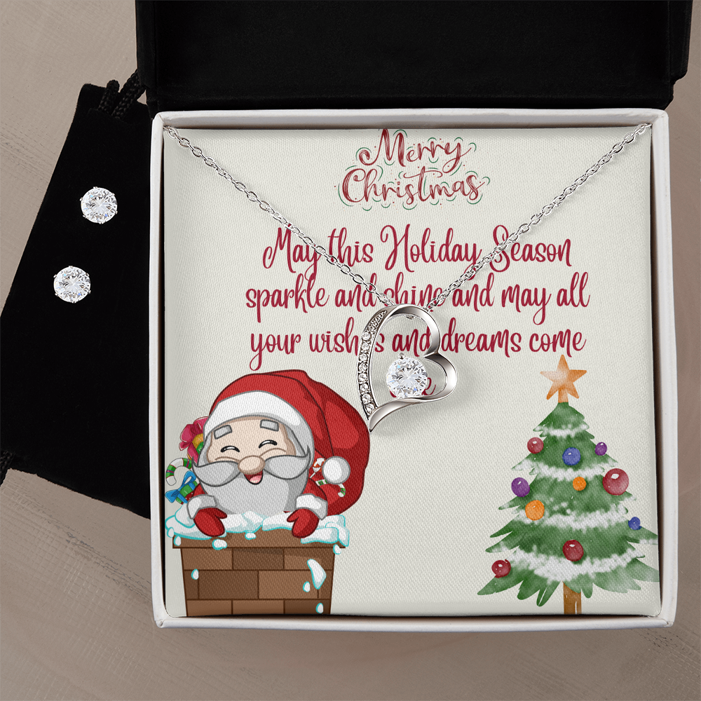 Forever Love Necklace & Earring Set Merry Christmas