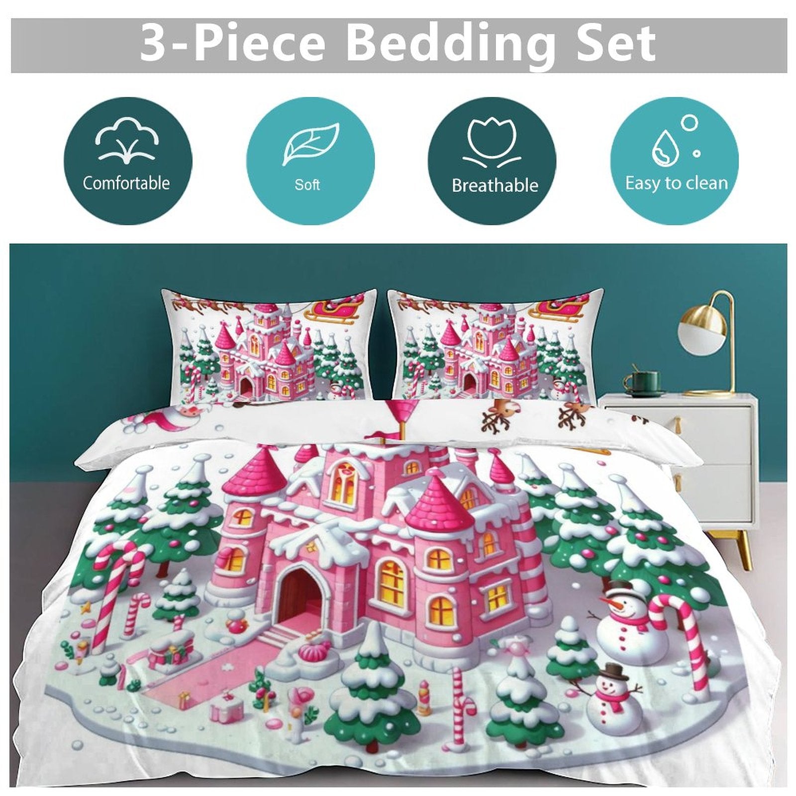 3-Piece Bedding Set-102&quot;x90&quot;/ 259x229cm (Dual-sided Printing)